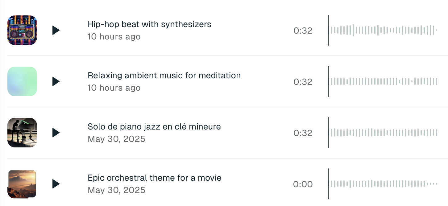 Possibilités musicales diverses